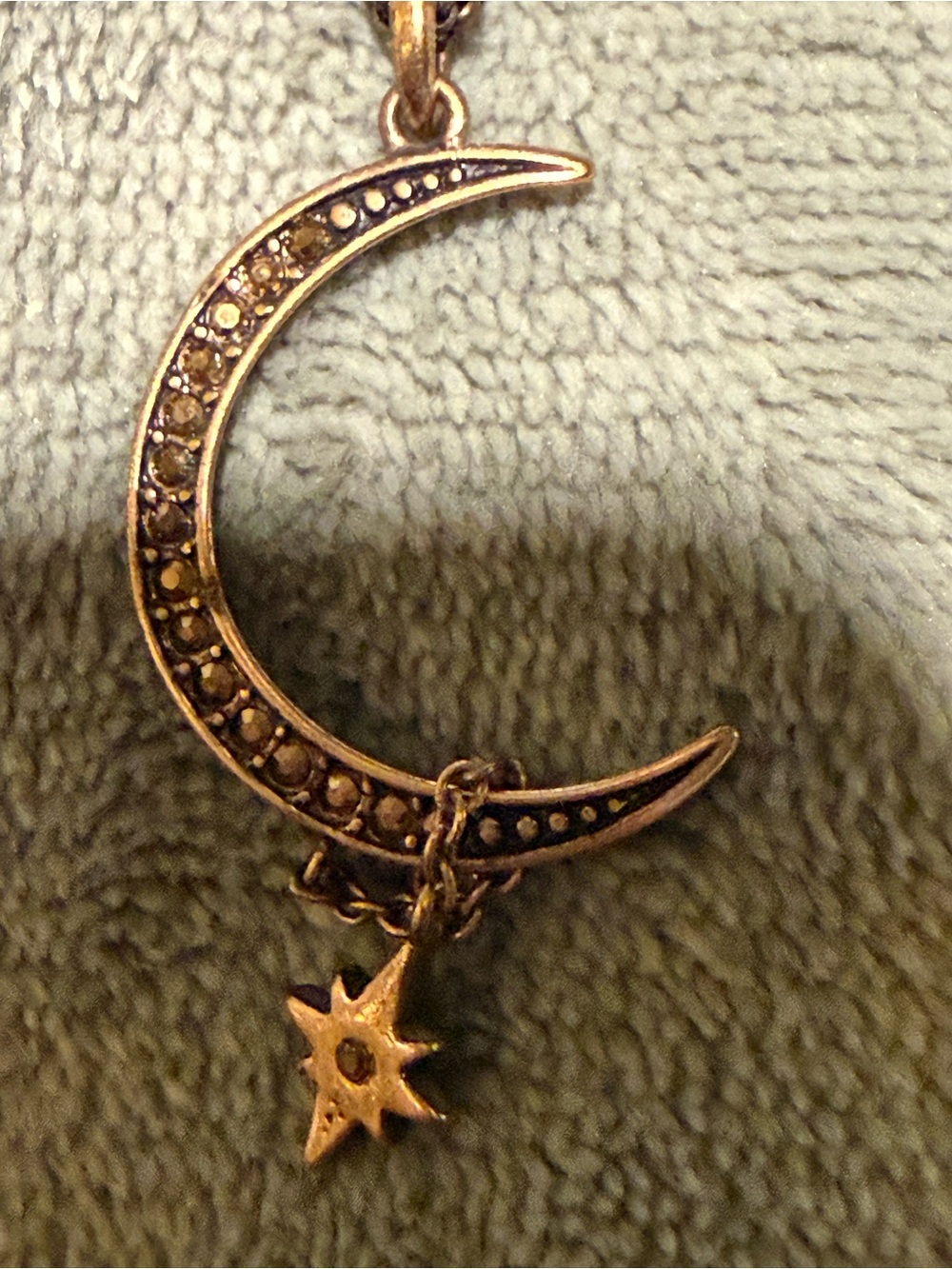 Lucky Brand Gold-Tone Crescent Moon with Star Charm Necklace